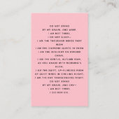 Roze lichte foto bloemenkrans begrafenis gebedskaa visitekaartje (Achterkant)