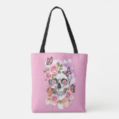 Roze Lichte Legacy - Gotische Schedel & Roos Canva Tote Bag (Achterkant)