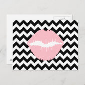 Roze lichten op zwarte en witte zigzag briefkaart (Voorkant / Achterkant)