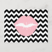 Roze lichten op zwarte en witte zigzag briefkaart (Voorkant)