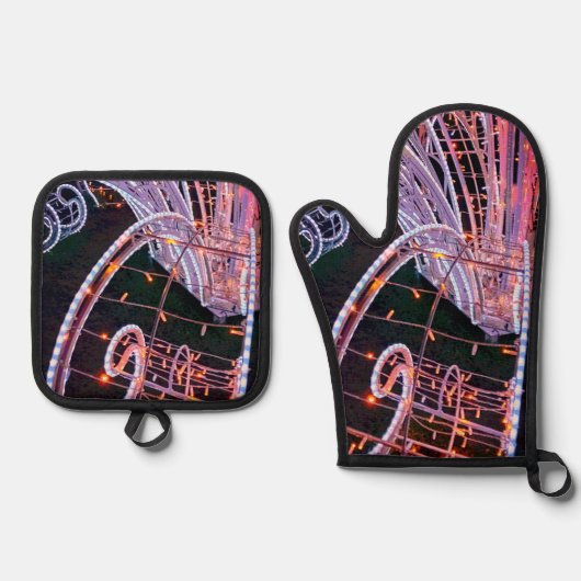 Roze lichten ovenwant & pannenlap set (Voorkant)