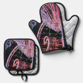 Roze lichten ovenwant & pannenlap set (Voorkant / Achterkant)