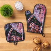 Roze lichten ovenwant & pannenlap set (Top down)