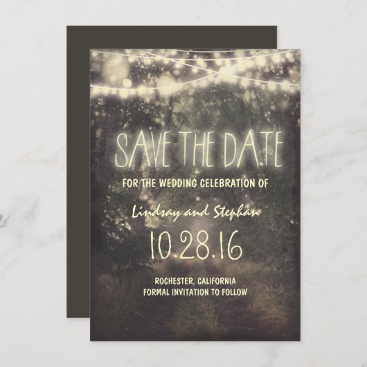 roze lichten rustig sparen de datumkaarten save the date (Voorkant / Achterkant)