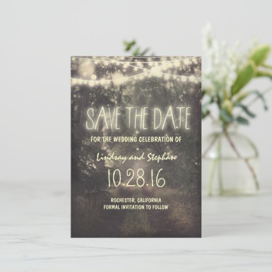 roze lichten rustig sparen de datumkaarten save the date (Staand voorkant)