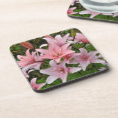 Roze lichtflorale schoonheid bier onderzetter (Linkerzijde)