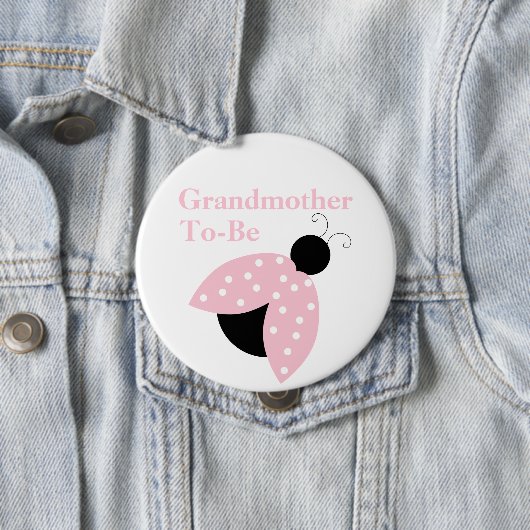 Roze lidybug Grandma om Button van Baby shower te  (In situ)