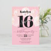 Roze Lief 16 Verjaardag Meisje Glam Ballons Script Kaart (Staand voorkant)