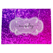 Roze Lief 16e Koninklijke Monogram Naam Glitter We Groot Cadeauzakje (Voorkant)