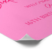 Roze Lief Zestien 16e Verjaardagsfeestje Welkom Poster (Hoek)