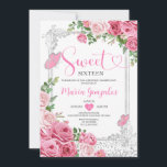 Roze Lief Zestien Zilver 16e Meisje Verjaardagsfee Kaart<br><div class="desc">Roze Zoet Zestien Zilver 16e Meisje Verjaardagsfeestuitnodiging Mis Quince 15 Anos,  16e Verjaardag.</div>
