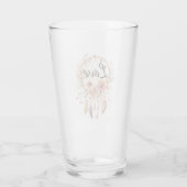 Roze Liefde Boho Bloemen Veren Droomvanger Glas (Achterkant)