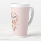 Roze Liefde Boho Bloemen Veren Droomvanger Latte Mok (Rechterhoek)