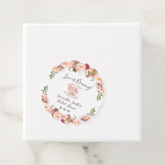 Roze liefde breekt Vrijgezellenfeest van thee Bedankjes Labels (In situ)