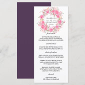 Roze Liefde | Bruiloft met krans van robuuste roze Menu (Voorkant / Achterkant)