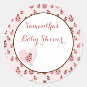 Roze Liefde Bug, Baby Meisje Ronde Sticker