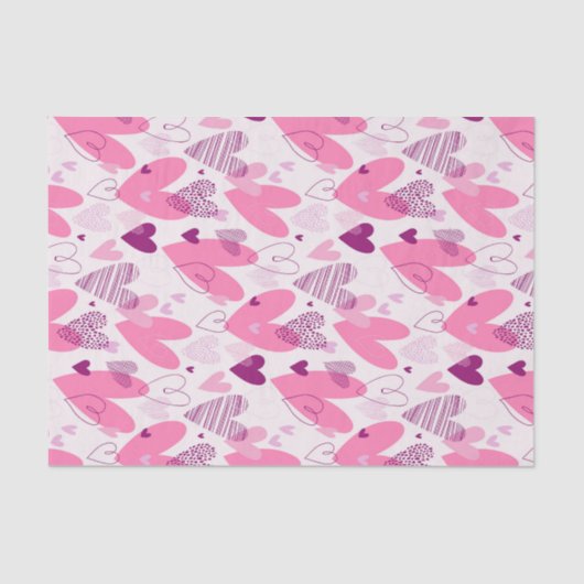 Roze Liefde Doodle Schets Patroon Valentijnsdag Tissuepapier (Voorkant)