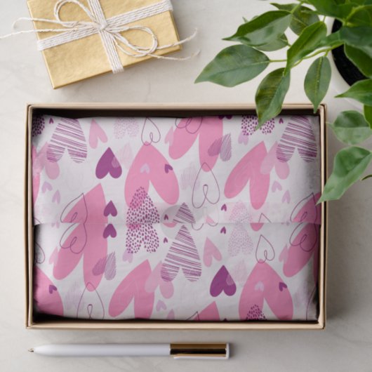 Roze Liefde Doodle Schets Patroon Valentijnsdag Tissuepapier (Geschenk)