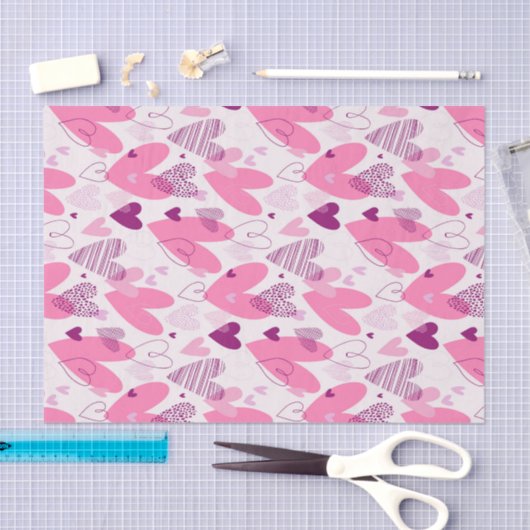 Roze Liefde Doodle Schets Patroon Valentijnsdag Tissuepapier (Craft)