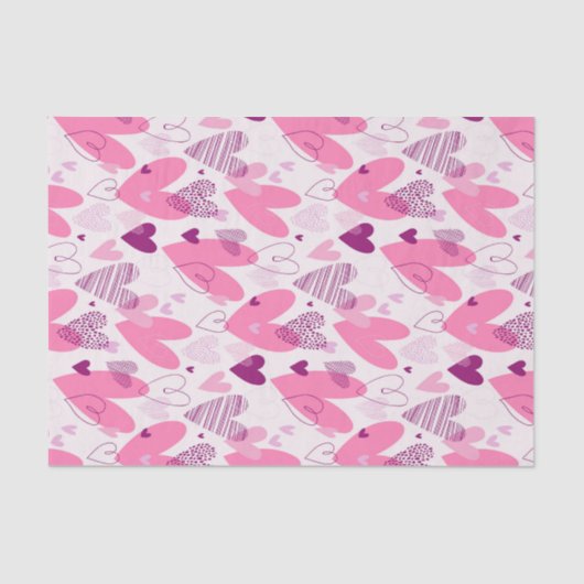 Roze Liefde Doodle Schetspatroon Valentijnsdag Tissuepapier (Voorkant)