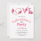 Roze LIEFDE en rozen Valentijnsdag party Kaart (Voorkant)