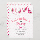 Roze LIEFDE en rozen Valentijnsdag party Kaart (Voorkant / Achterkant)