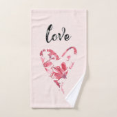  roze liefde - Floral hart Bad Handdoek (Handdoek)