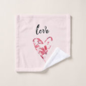  roze liefde - Floral hart Bad Handdoek (Wasdoekje)