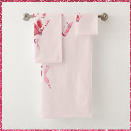  roze liefde - Floral hart Bad Handdoek