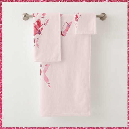 roze liefde - Floral hart Bad Handdoek