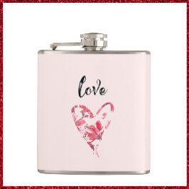  roze liefde - Floral hart Heupfles