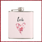  roze liefde - Floral hart Heupfles