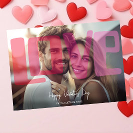 Roze liefde Gelukkige Valentijnsdag foto Feestdagenkaart