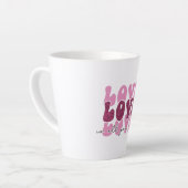 Roze "Liefde" Gestapelde Bubble Lettertype Latte Mok (Linkerhoek)