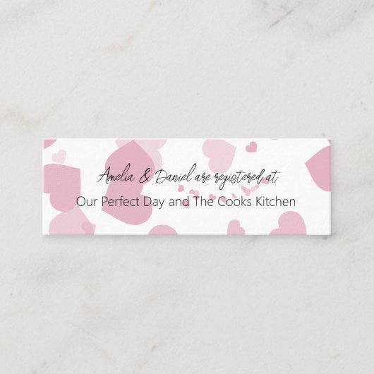 Roze Liefde Hart Bruids Registry Insert Klantenkaartje (Voorkant)