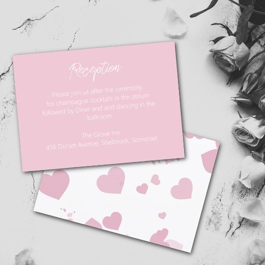 Roze Liefde hart bruiloft Receptie Kaart