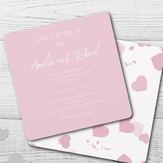  Roze Liefde Hart Confetti bruiloft Kaart