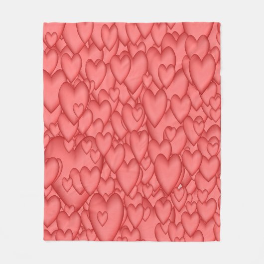 Roze liefde hart decoratief fleece deken (Voorkant)