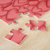 Roze liefde hart decoratief legpuzzel (Zijkant)
