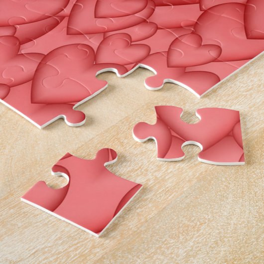 Roze liefde hart decoratief legpuzzel (Zijkant)
