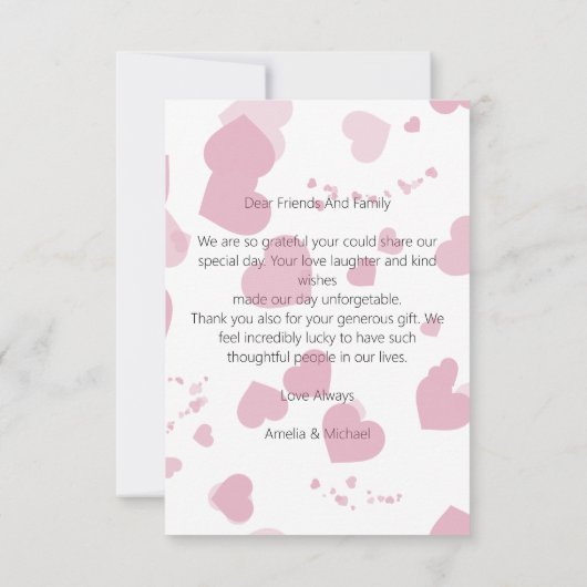  roze liefde hart foto bedankkaart (Achterkant)