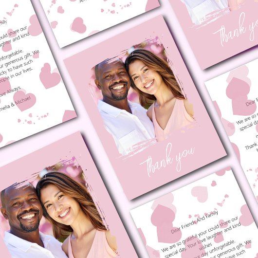  roze liefde hart foto bedankkaart