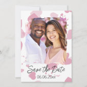  roze liefde hart foto Save the date Kaart (Voorkant)