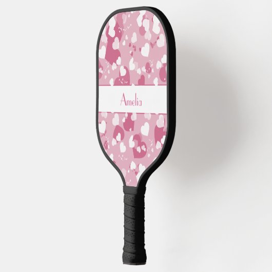 Roze Liefde Hart Gepersonaliseerd Pickleball Paddle (Links)