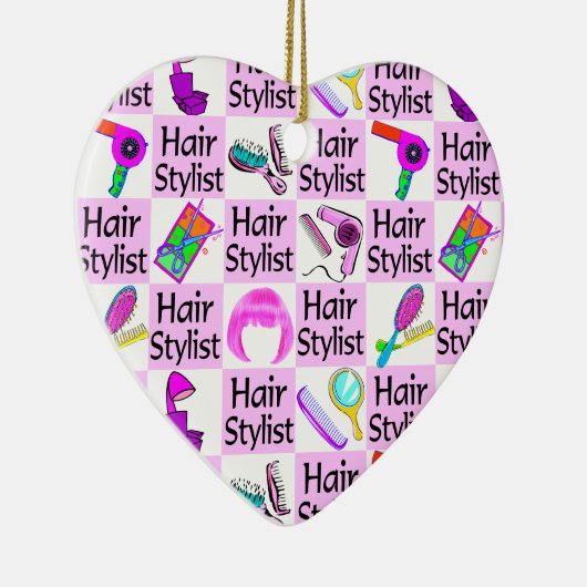 ROZE LIEFDE HART HAAR STYLIST KERSTVERSIERING KERAMISCH ORNAMENT (Rechts)