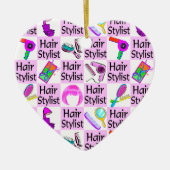 ROZE LIEFDE HART HAAR STYLIST KERSTVERSIERING KERAMISCH ORNAMENT (Voorkant)