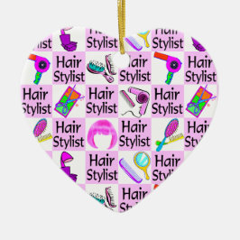 ROZE LIEFDE HART HAAR STYLIST KERSTVERSIERING KERAMISCH ORNAMENT