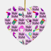 ROZE LIEFDE HART HAAR STYLIST KERSTVERSIERING KERAMISCH ORNAMENT (Achterkant)
