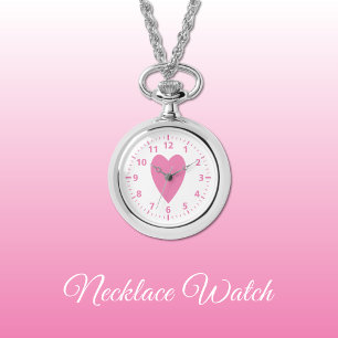 Roze liefde hart Ketting Watch