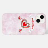 Roze Liefde Hart Modern Liefde Waterverf Personali Case-Mate iPhone Case (Achterkant (horizontaal))